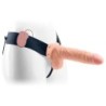 Strap-On Oco Com Vibração E Testículos Real Rapture Air Feeling 8" Branco