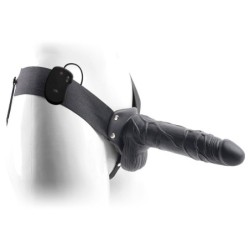 Strap-On Hueco Con Vibración Y Testiculos Real Rapture Air Feeling 8" Negro