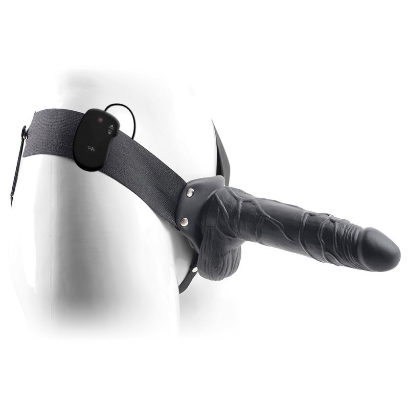 Strap-On Oco Com Vibração E Testículos Real Rapture Air Feeling 8" Preto Strap-On Oco Com Vibração E Testículos Real Rapture Air Feeling 8" Preto