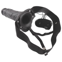 Strap-On Oco Com Vibração E Testículos Real Rapture Air Feeling 8" Preto