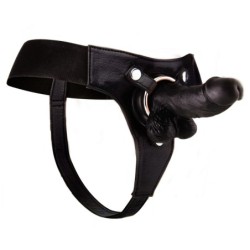 Realistisk Strap-On i Läder Ouch! 6 Tum Svart