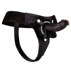 Realistisk Strap-On i Läder Ouch! 7 Tum Svart