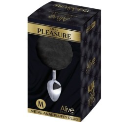 Anal-Lust-Plug Spirale Metall Pompon Schwarz Größe M