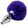 Anal Pleasure Plug Spiral Metal Pompon Ciemnofioletowy Rozmiar M