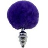 Plug Anal Espiral Metal Pom Pom Violeta Escuro Tamanho S