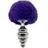 Plug Anal Spiral Métal Pompon Violet Foncé Taille S
