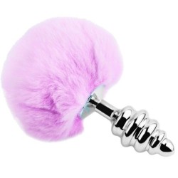 Anal Pleasure Plug Spirál Fém Pompon Lila M-es Méret