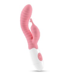 Vibratore con stimolatore clitorideo Gummie rosa e lubrificante a base d'acqua incluso Crushious