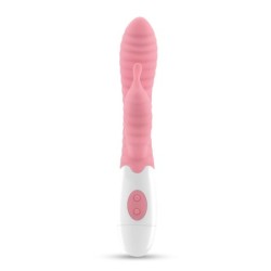 Vibrador amb estimulador de clítoris Gummie rosa i lubricant de base aigua inclòs Crushious