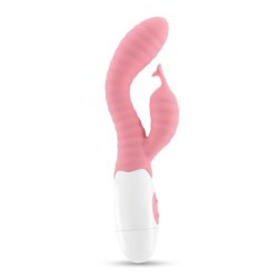 Vibrador amb estimulador de clítoris Gummie rosa i lubricant de base aigua inclòs Crushious