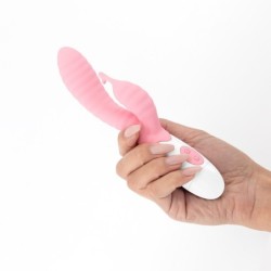 Vibrator med klitorisstimulator Gummie Rosa och vattenbaserat glidmedel ingår Crushious