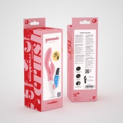 Vibrator med klitorisstimulator Gummie Rosa och vattenbaserat glidmedel ingår Crushious