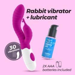 Vibrador Con Estimulador De Clítoris Gummie Morado Y Lubricante De Base Agua Incluido Crushious