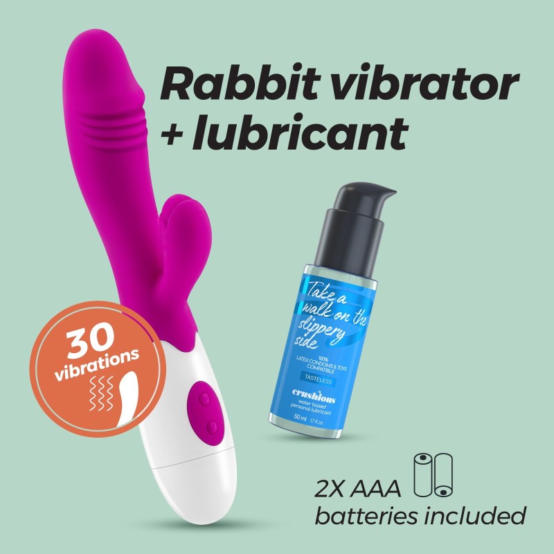 Vibrador Con Estimulador De Clítoris Lollipop Y Lubricante De Base Agua Incluido Crushious