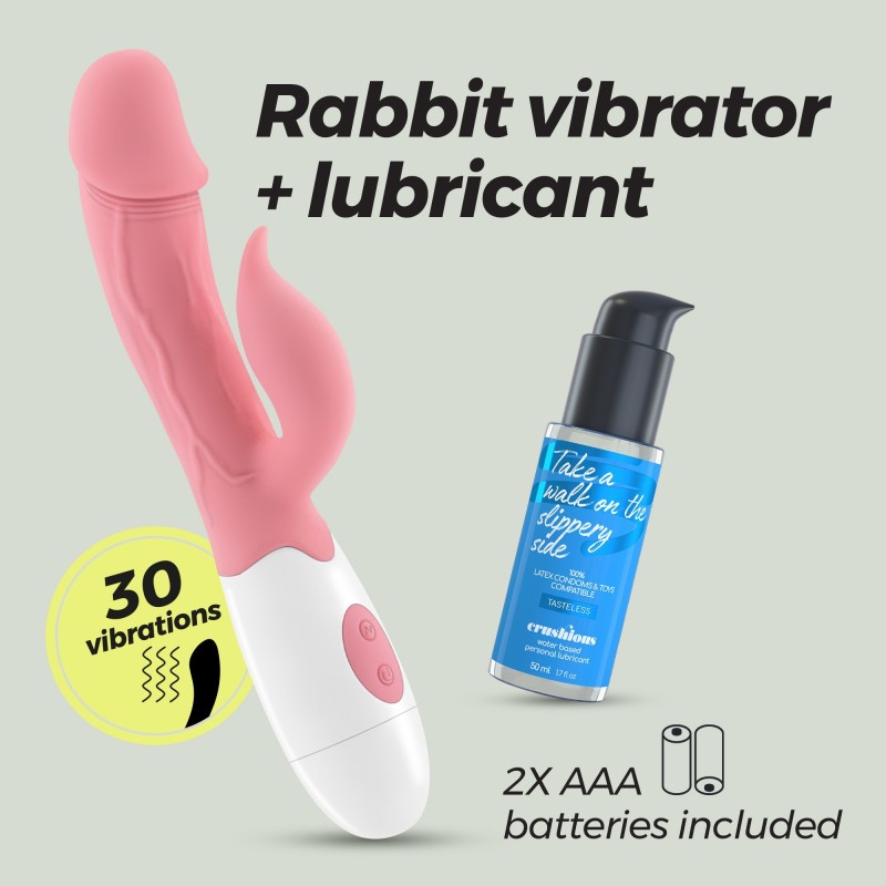 Vibrator With Pink Mochi Clitoral Stimulator And Water-Based Lubricant Included Crushious