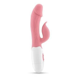Vibrator cu Stimulator Clitoridian Mochi Roz și Lubrifiant pe Bază de Apă Inclus Crushious