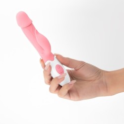 Vibrator cu Stimulator Clitoridian Mochi Roz și Lubrifiant pe Bază de Apă Inclus Crushious