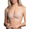 Beige, trägerloser Klebe-BH mit Schnürung, Cup C