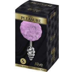 Anal Pleasure Plug Spiraal Metaal Pompon Violet Maat S