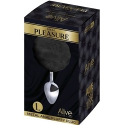 Smooth Metal Pom Pom Black Anal Pleasure Plug Size L