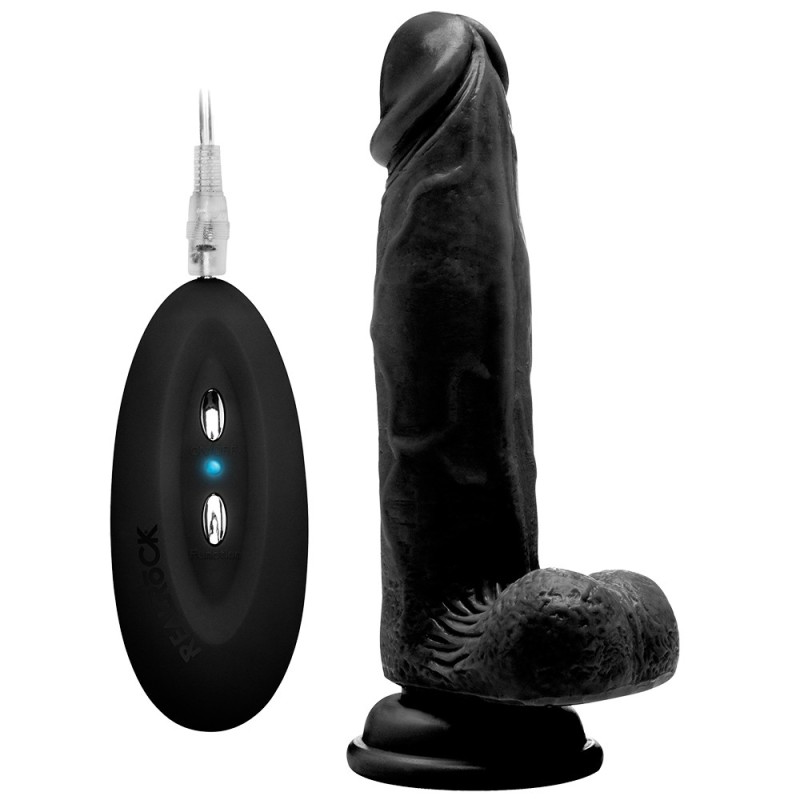 Realistični Vibrator s Testisima Realrock 8'' Crni Realistični Vibrator s Testisima Realrock 8'' Crni