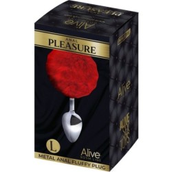 Plug Anale Piacere Liscio Metallo Pompon Rosso Taglia L