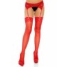 Calze in nylon autoreggenti con pizzo - Rosso
