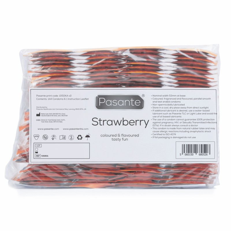 Preservativos com sabor a morango Pasante 144 unidades