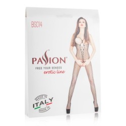 Catsuit van Netstof met Open Cups - Zwart