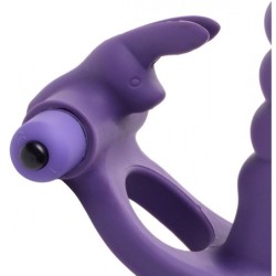 Inel vibrator pentru penis cu iepuraș, pentru dublă penetrare și dublă plăcere