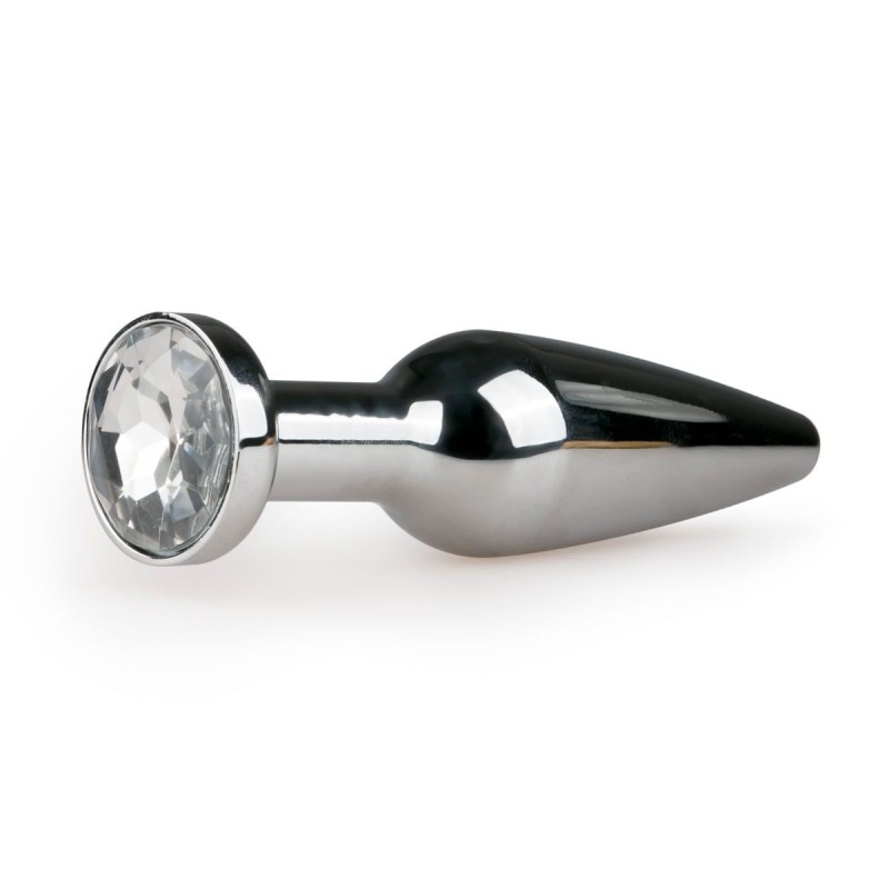 Tappo anale metallico argentato/trasparente - L