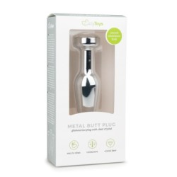 Analplugg i metall, silver/transparent - L