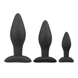Set de tapones anales negros de silicona