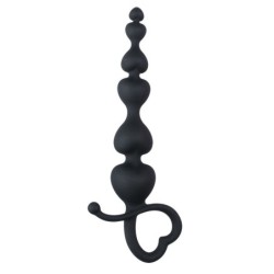 Billes Anales Noires avec Poignée en Forme de Cœur