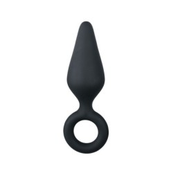 Black Anal Stretching Plug with Ring - Small