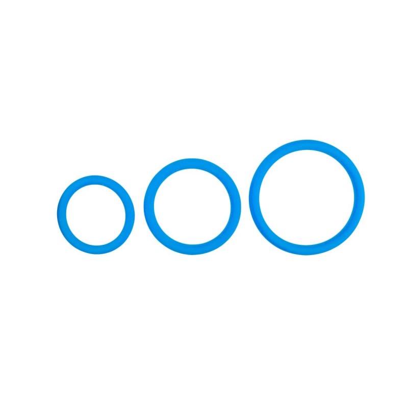 Set med penisringar i tre storlekar - Blå