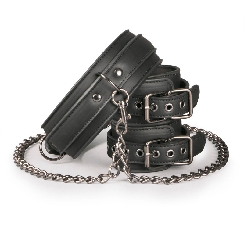 Halsband i läder med handbojor
