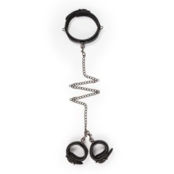 Halsband i läder med handbojor