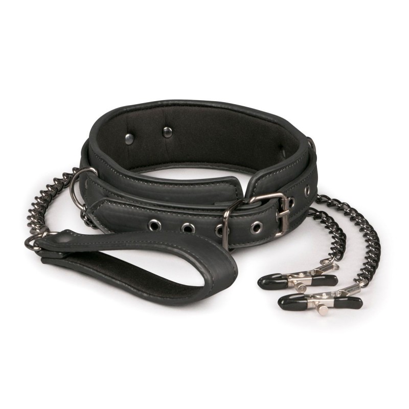 Collar de Cuero con Cadenas para Pezones