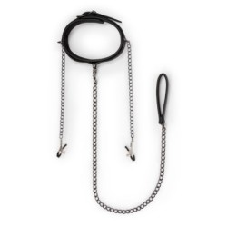 Collar de Cuero con Cadenas para Pezones