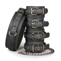 Set feticcio con collare, cavigliere e polsini