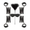 Kit de bondage com algemas, tornozeleiras e máscara para os olhos