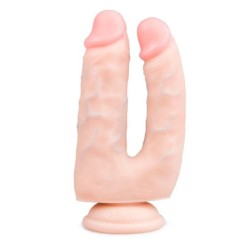 Doble dildo realista con ventosa - 18 cm