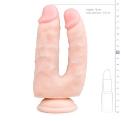 Doble dildo realista con ventosa - 18 cm