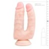 Dobbelt realistisk dildo med sugekop - 18 cm