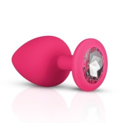 Plug Anal de Silicona con Diamante - Rosa