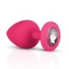 Silikone Anal Plug med Diamant - Pink