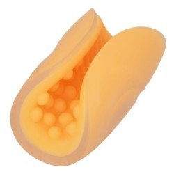 Tekstūruotas oranžinis masturbatorius su karoliukais