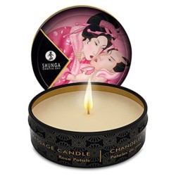 Shunga - Masážní svíčka Růžové lístky/Afrodiziakální - 30 ml