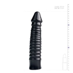 Dildo Grande con Albero Scanalato - Nero